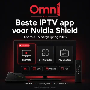 Beste IPTV app voor Nvidia Shield Android TV vergelijken in 2026: TiviMate als beste keuze naast OTT Navigator en IPTV Smarters voor 4K IPTV, EPG, opname en HDR